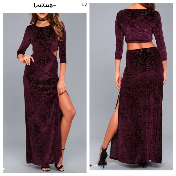 Lulus Dresses & Skirts - Lulus Perfect Night Plum Purple Velvet Print Maxi